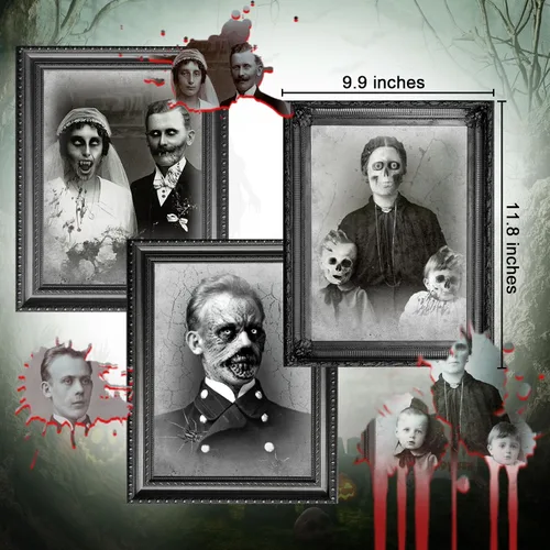 Vista 2 de Tuanse Decoraciones de Halloween para interiores 3D con imágenes cambiantes de rostro, retratos aterradores, portarretratos espeluznantes