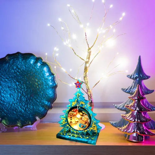 Vista 4 de Moldes de resina para marco de fotos grandes, moldes de silicona con forma de árbol de Navidad para resina epoxi, marco de fotos de bricolaje, molde