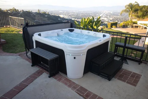 Vista 7 de Confer Plastics Escalón de Bañera de Hidromasaje Deluxe de Dos Niveles de 36 Pulgadas de Ancho. Escalones de Spa Antideslizantes, Instalación Fácil
