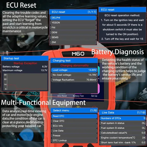 Vista 5 de Herramienta de diagnóstico del escáner OBD2 para automóvil, lector profesional de códigos de motor de comprobación, probador de batería, datos