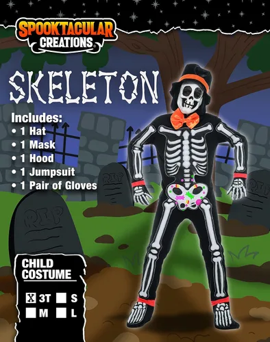 Vista 6 de Spooktacular Creations Bonito disfraz de esqueleto para niños de 3 a 10 años