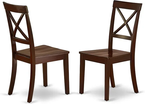Vista 5 de East West Furniture ANBO5-MAH-W - Juego de comedor de 5 piezas para 4 personas, incluye una mesa de cocina redonda con pedestal y 4 sillas