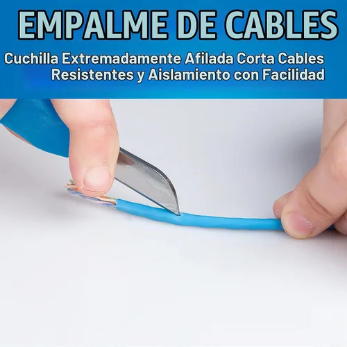 Vista 2 de Jonard KN-7 Cuchillo Ergonómico para Empalme de Cables con Mango de Goma Termoplástica, Azul, 6-1/4" de Longitud