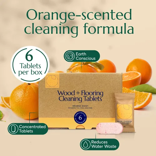 Vista 11 de CLEANOMIC Tabletas de limpieza de madera y suelos (paquete de 6) - Tabletas limpiadoras multiusos multisuperficie para el hogar (aroma naranja)