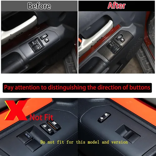 Vista 2 de Aunginsy Cubierta de panel de botón de elevación de vidrio para ventana de puerta, compatible con Toyota FJ Cruiser 2007-2021 para el reposabrazos