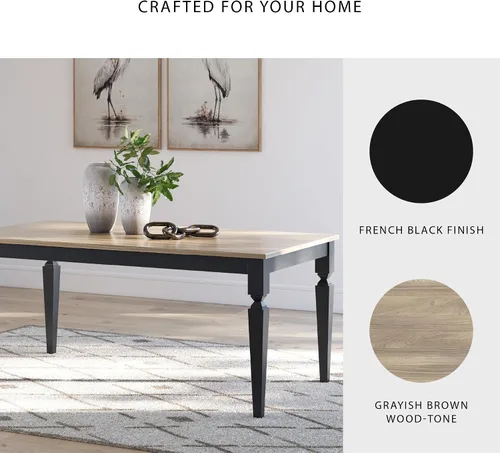 Vista 5 de Signature Design by Ashley Mendinfort - Mesa de comedor casual de madera de mango, color marrón claro y negro