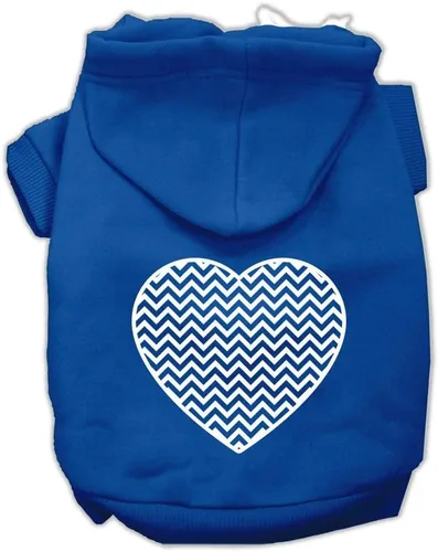 Vista 3 de Pet Dog & Cat - Sudadera con capucha serigrafiada, "Chevron Heart", color azul bebé, LG (10-14 libras)