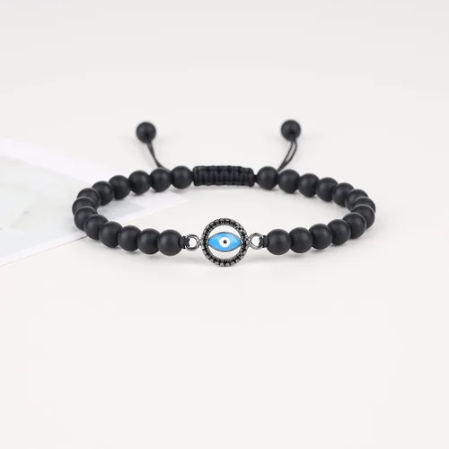 Vista 4 de COAI Pulsera de mal de ojo con cuentas de piedra