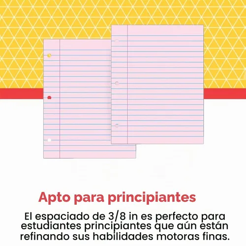 Vista 4 de School Smart Papel de relleno perforado de 3 agujeros, 8-1/2 x 11 pulgadas, rosa, 100 hojas - 087155