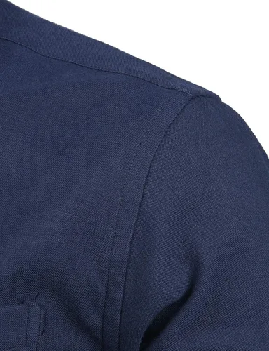 Vista 5 de ZEROYAAMensHipsterMandarinCollarLongSleeveButtonUpOxfordShirtswithChestPocket