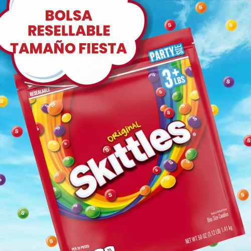 Vista 6 de Caramelos Skittles, Original Fruity Candy Party - Bolsa de tamaño fiesta, 50 onzas