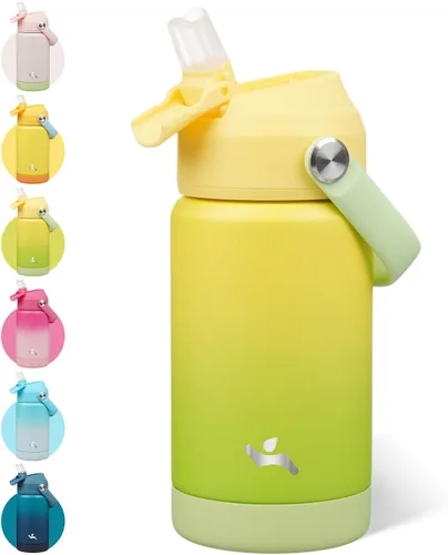Vista 29 de Konokyo - Botella de agua deportiva aislada de acero inoxidable de 18 onzas con tapa con popote Black; BPA-free, leak-proof sports bottle with