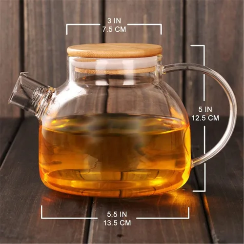 Vista 7 de Teabloom Tetera de vidrio segura para estufa con tapa de bambú (40 onzas/40.6 fl oz) + boquilla de filtro de té de hojas sueltas + 2 tés