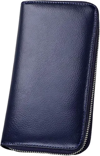 Vista 2 de Cynure Cartera grande de cuero con cierre RFID para mujer, 36 ranuras