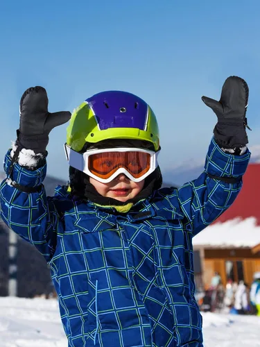 Vista 4 de Manoplas de esquí para niños, guantes de invierno impermeables para nieve, guantes cálidos y resistentes al viento para niños y niñas