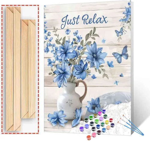 Vista 11 de Kit de pintura por números de flamenco y letrero "Flamaziing" para adultos principiantes, animal rosa, grano de madera, acrílico fácil sobre lienzo