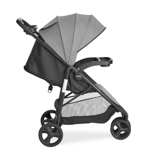 Vista 2 de Cochecito Evolur Breeze en gris, respaldo y techo ajustables, cochecito compacto plegable ligero para bebé/niño pequeño con canasto de almacenamiento