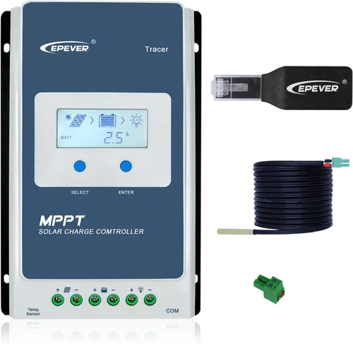 Vista 10 de EPEVER MPPT Controlador de carga solar 40A 12V 24V Tracer4210AN G3 + medidor remoto MT52 + kit Temp Senosr RTS para panel solar cargador regulador