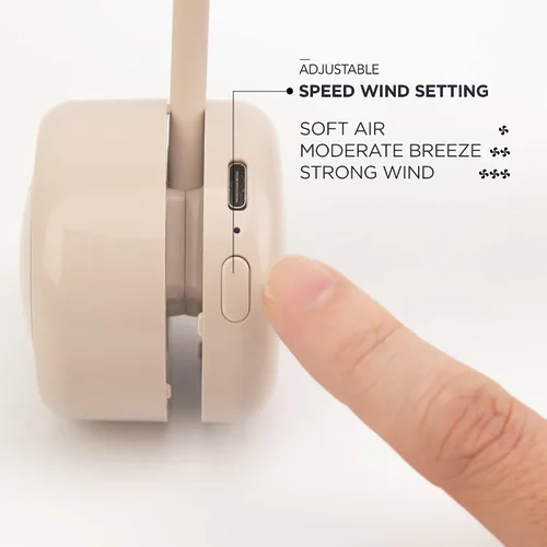 Vista 7 de Dansoon Ventilador portátil recargable con banda para el cuello sin aspas, color beige rizado