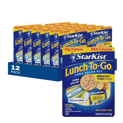 Vista 12 de StarKist Lunch-To-Go Albacore Mezcla tu propia ensalada de atún, kit de 4.5 onzas, 1 paquete 0.67 oz de proteína por porción, listo para comer