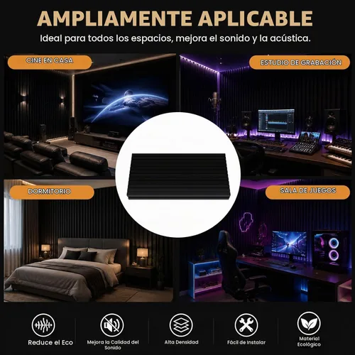 Vista 4 de Paquete de 4 paneles de espuma acústica, paneles de pared de espuma insonorizada de alta densidad de 48 x 24 x 2 pulgadas para pared, techo, paneles