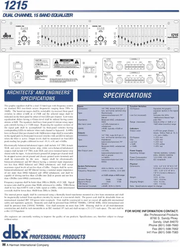 Vista 6 de dbx 1215 Ecualizador gráfico de doble canal y 15 bandas