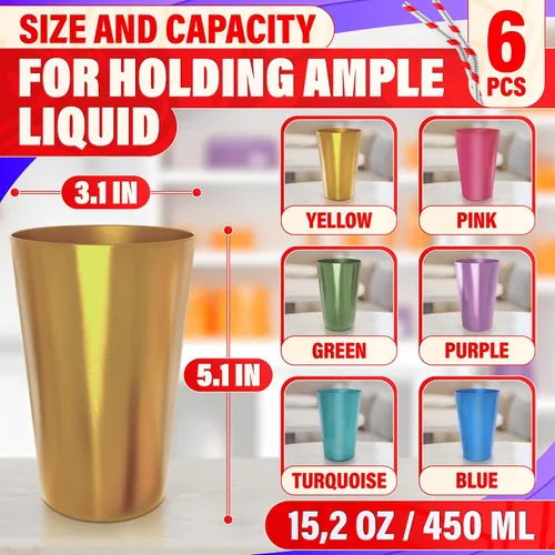 Vista 2 de Conjunto de seis vasos de aluminio anodizado
