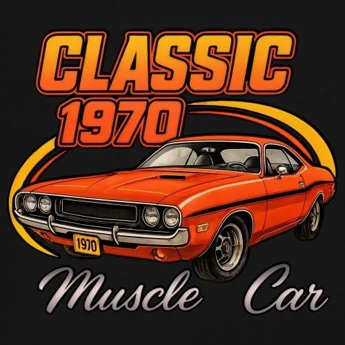 Vista 3 de Camiseta clásica de manga corta con diseño de Muscle Car de 1970