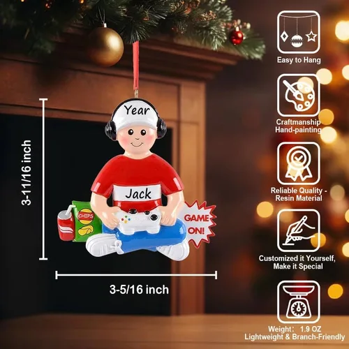 Vista 3 de Adorno Navideño Personalizado de Game Boy 2025 – Decoración Festiva Retro para Jugadores, Adorno de Video Juego Personalizado con Nombre para Niños