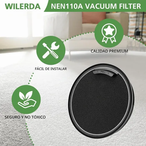 Vista 5 de Filtro de vacío NEN110A para recipiente sin bolsa Eureka Whirlwind, paquete de 4