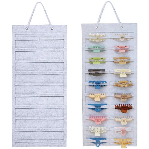 Vista 13 de SMUK Organizador de pinzas para mujeres, soporte colgante para pinzas de pelo para niñas, soporte de almacenamiento para horquillas de arcoíris