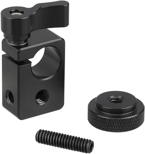 Vista 6 de CAMVATE Adaptador de abrazadera de varilla simple de 0.591 in con perilla de bloqueo de tornillo de pulgar negro (2 piezas) - 2217