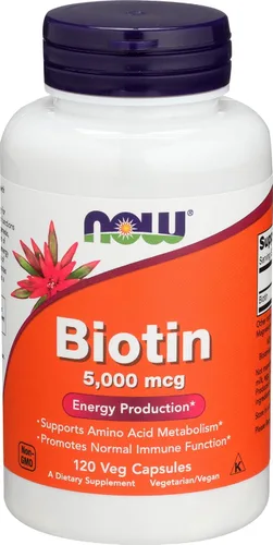 Vista 4 de Now Foods Biotina 5 mg cápsulas vegetarianas, 120