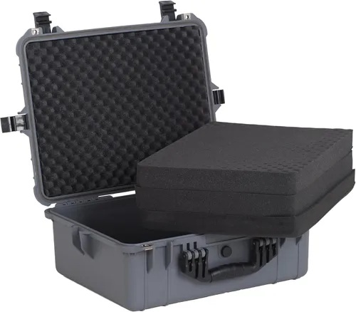 Vista 2 de MEIJIA Funda rígida protectora portátil impermeable para todo tipo de clima, funda compacta para cámara con espuma de ajuste personalizable, Gris