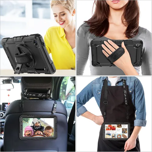 Vista 4 de Funda para Samsung Galaxy Tab A7 Lite 2021 8.7'' SM-T220/T225/T227 con Protector de Pantalla Soporte para Lápiz [Correa de Mano Giratoria 360]