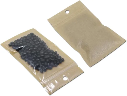 Vista 6 de FERENLI 100 bolsas pequeñas con cremallera de papel kraft marrón