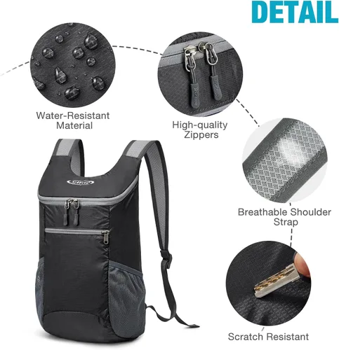Vista 6 de G4Free, mochila pequeña y plegable, liviana y casual, para ir de camping o para exteriores, para adultos y niños (11 L)