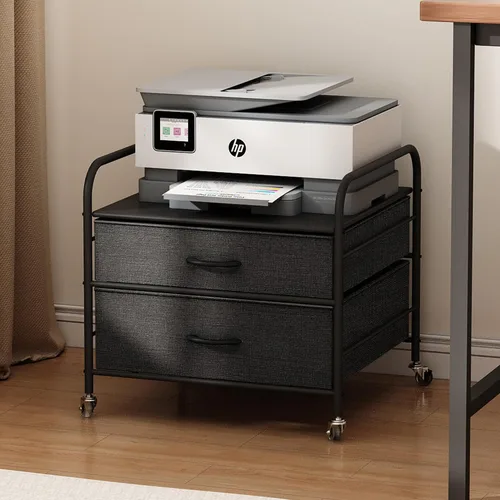 Vista 6 de EazeHome Mini soporte para nevera con almacenamiento, 120 libras BlackMini mesa de nevera, carrito de refrigerador de 2 cajones con ruedas, soporte