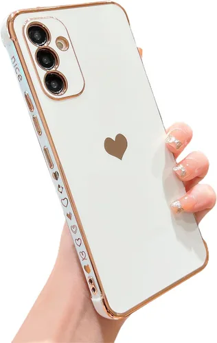 Vista 63 de phylla Funda de teléfono compatible con Samsung Galaxy A12 de 6.5 pulgadas, lindo corazón chapado en oro, elegante funda de lujo para mujer