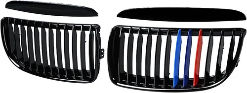 Vista 13 de Rejilla de Riñón Cromada con Malla Brillante en Negro Compatible con BMW 323i 325xi 330i 328i 328xi 335i 335xi E90 E91 Pre-LCI de 2005-2008