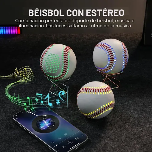 Vista 3 de Glow Baseball Bluetooth Speaker，Portable Sports Gift for Fans, Waterproof Outdoor Speaker with Party Lights. Rojo