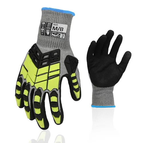 Vista 7 de Guantes de trabajo de seguridad Graloky, guantes de impacto para hombres y mujeres, guantes resistentes a cortes antideslizantes de trabajo pesado