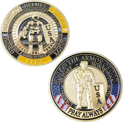 Vista 2 de Moneda conmemorativa de oración de soldados de Estados Unidos Moneda conmemorativa