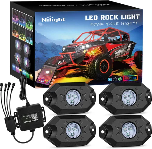 Vista 2 de Nilight Kit de luces LED RGB (4 cápsulas) y kit de arnés de cableado de barra de luz LED NI-WA 06