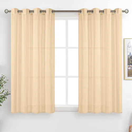 Vista 55 de BGment Cortinas cortas de lino transparente de 40 pulgadas para cafetería, con ojales, filtrado de luz, semitransparentes para ventanas pequeñas
