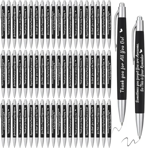 Vista 10 de Yeaqee 100 bolígrafos inspiradores de tinta metálica con cita motivacional para compañeros de trabajo, equipo de oficina, regalos de agradecimiento