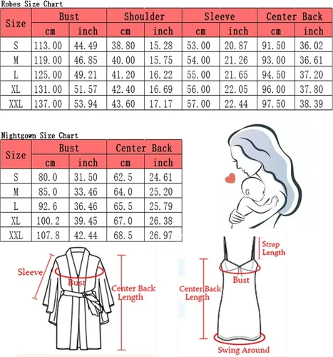 Vista 7 de SWOMOG Conjunto de bata de maternidad para mujer, bata de parto y parto, camisón de lactancia materna, conjunto de bata posparto para hospital