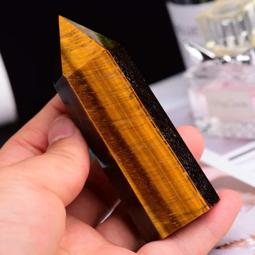 Vista 8 de Runyangshi Varitas de cristal curativo natural, 6 piedras facetadas de chakra de Reiki, varita de prisma facetada de un solo punto de cristal