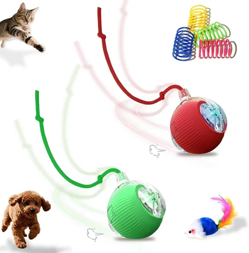 Vista 8 de Pelota interactiva de juguetes para gatos y perros de interior, juguete automático para gatos, rotación automática de 360°, evita obstáculos