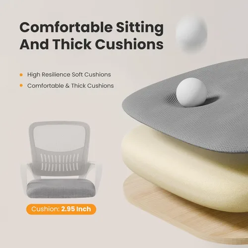 Vista 5 de Sweetcrispy Silla ejecutiva de gestión de oficina en casa, silla ergonómica de malla ajustable giratoria de escritorio para computadora con soporte
